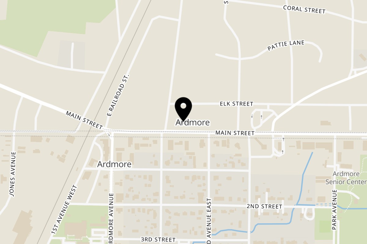 Map showing the location of Pizza on Main on 26671 Main St in Ardmore